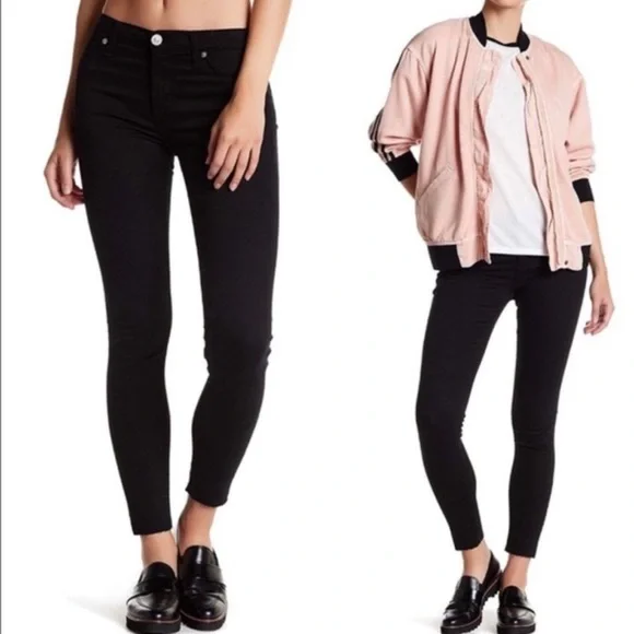 Hudson Jeans Natalie Midrise Ankle Raw Hem Black Jeans 27 - Picture 1 of 10